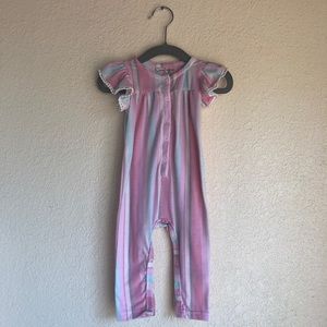 Jessica Simpson | Striped Romper with Lace Detail